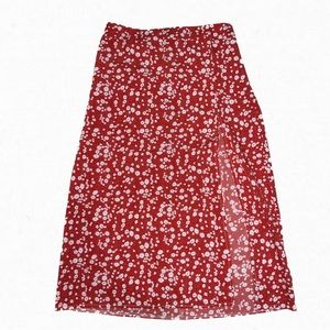 Shein Red Pattern Skirt